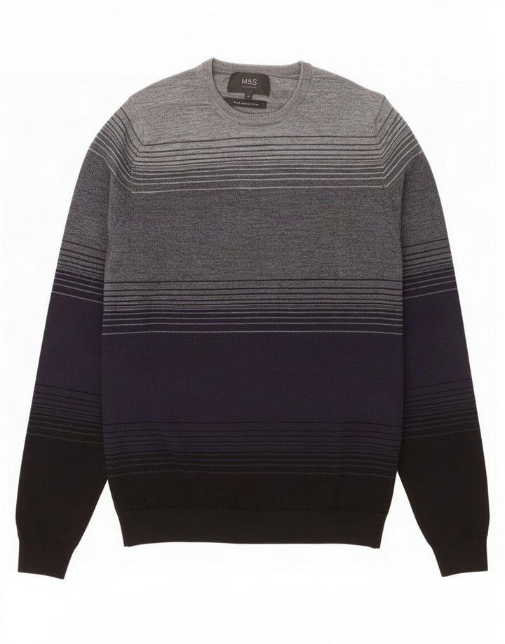 Marks & Spencer Herren-Pullover mit Rundhalsausschnitt, mittlerer Marineblau-Farbblock