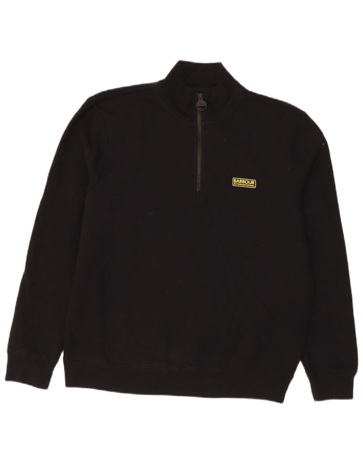 Barbour Herren-Sweatshirt mit Reißverschluss, XL, schwarze Baumwolle