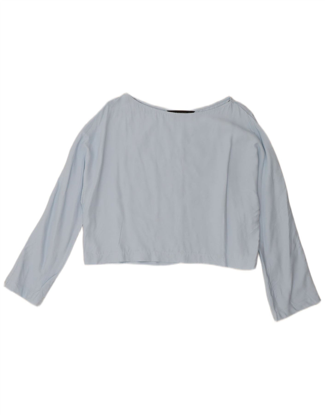 Zara Damen Crop Bluse Top UK 14 Große blaue Viskose