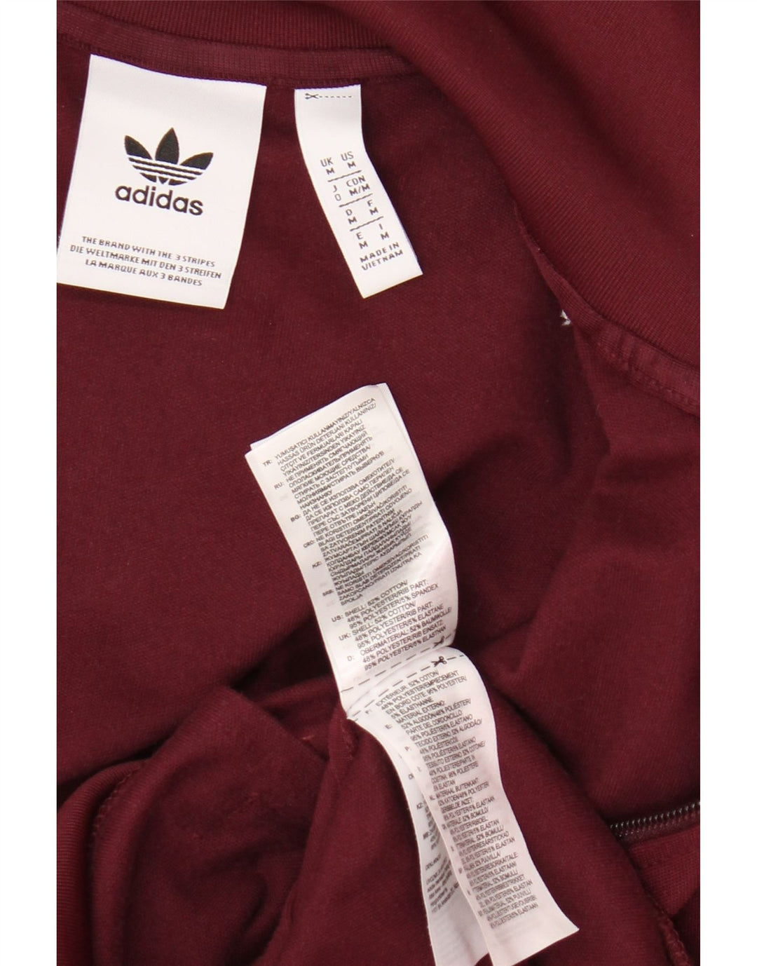 Adidas Herren-Trainingsanzug-Top-Jacke, mittlere Burgunder-Baumwolle