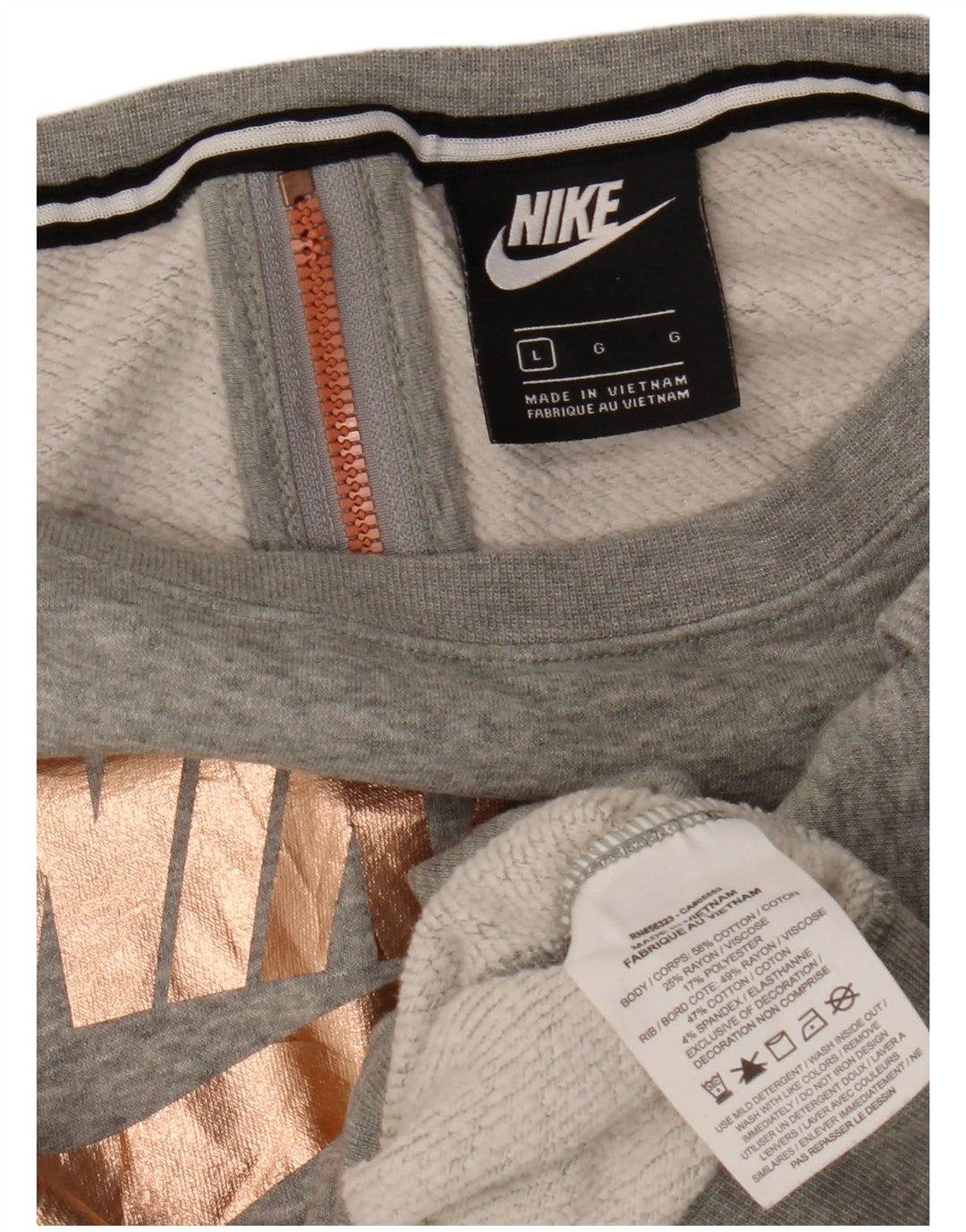 Nike Womens Crop Graphic Oversized Sweatshirt Pullover UK 16 Large Grau