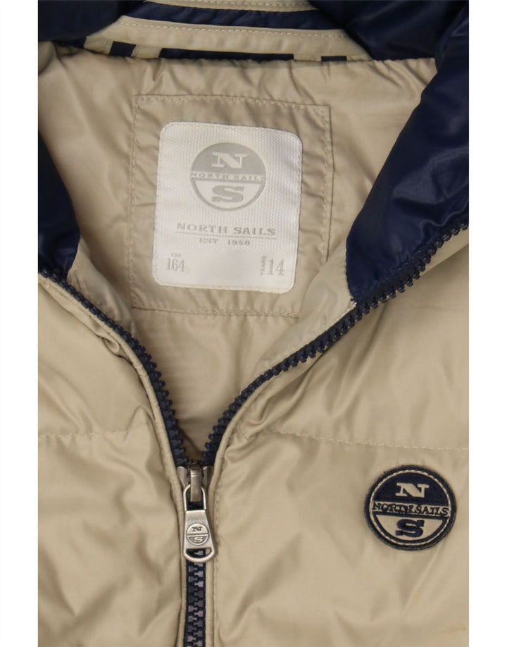 NORTH SAILS Boys Hooded Padded Gilet 13-14 Years Beige Polyamide Vintage North Sails and Second-Hand North Sails from Messina Hembry 