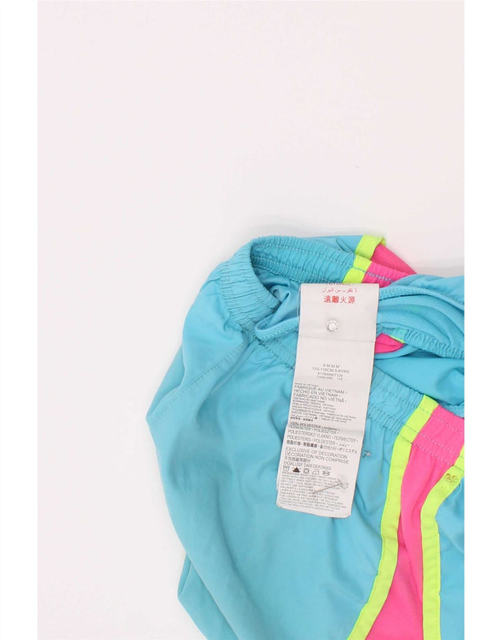 Nike Mädchen-Sportshorts, 5–6 Jahre, mittelblaues Farbblock-Polyester