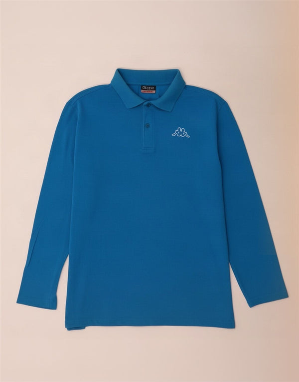 Kappa Herren Langarm-Poloshirt XL, blaue Baumwolle