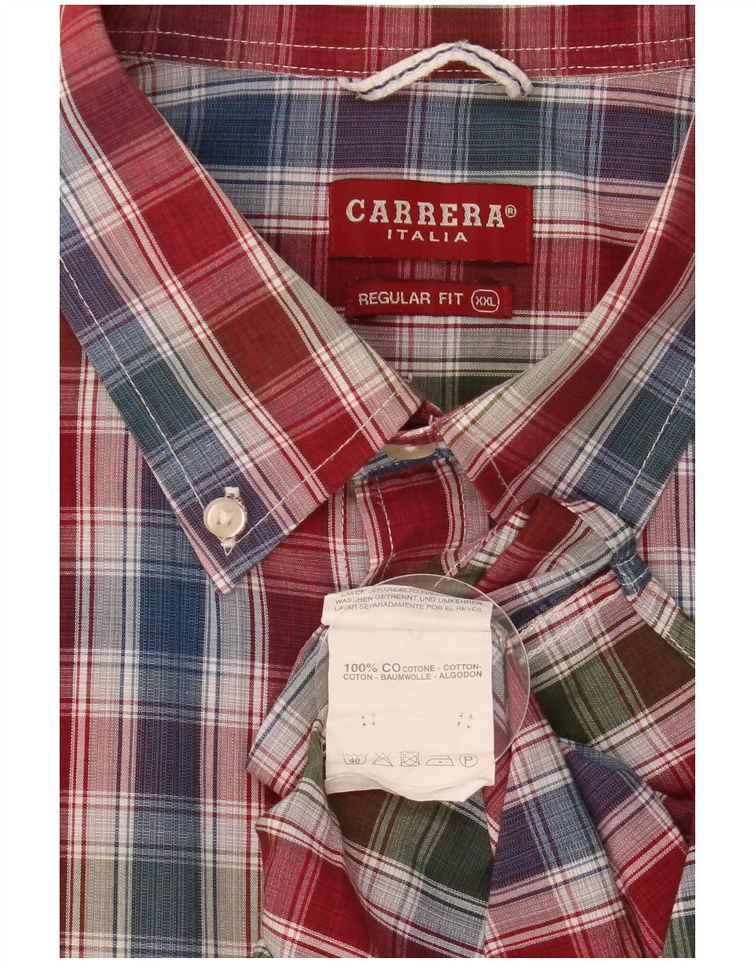 Carrera Herren-Hemd, kurzärmelig, reguläre Passform, 2XL, mehrfarbig, kariert, Baumwolle