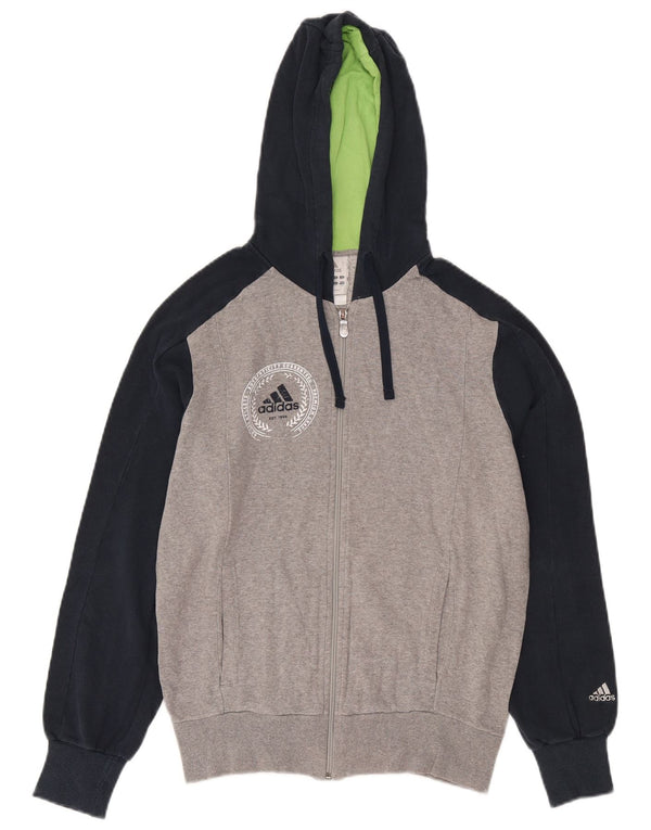 Adidas Herren Zip Hoodie Pullover UK 36/38 Small Grau Colourblock Baumwolle