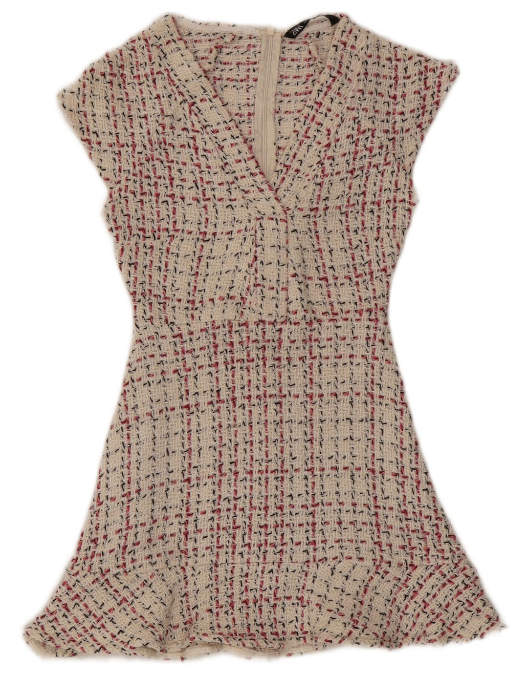 Zara Damen-A-Linien-Kleid, Größe S, Beige, Kariert