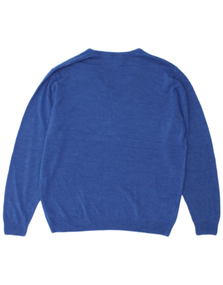 Marks & Spencer Herren-Pullover mit V-Ausschnitt, XL, blaues Acryl