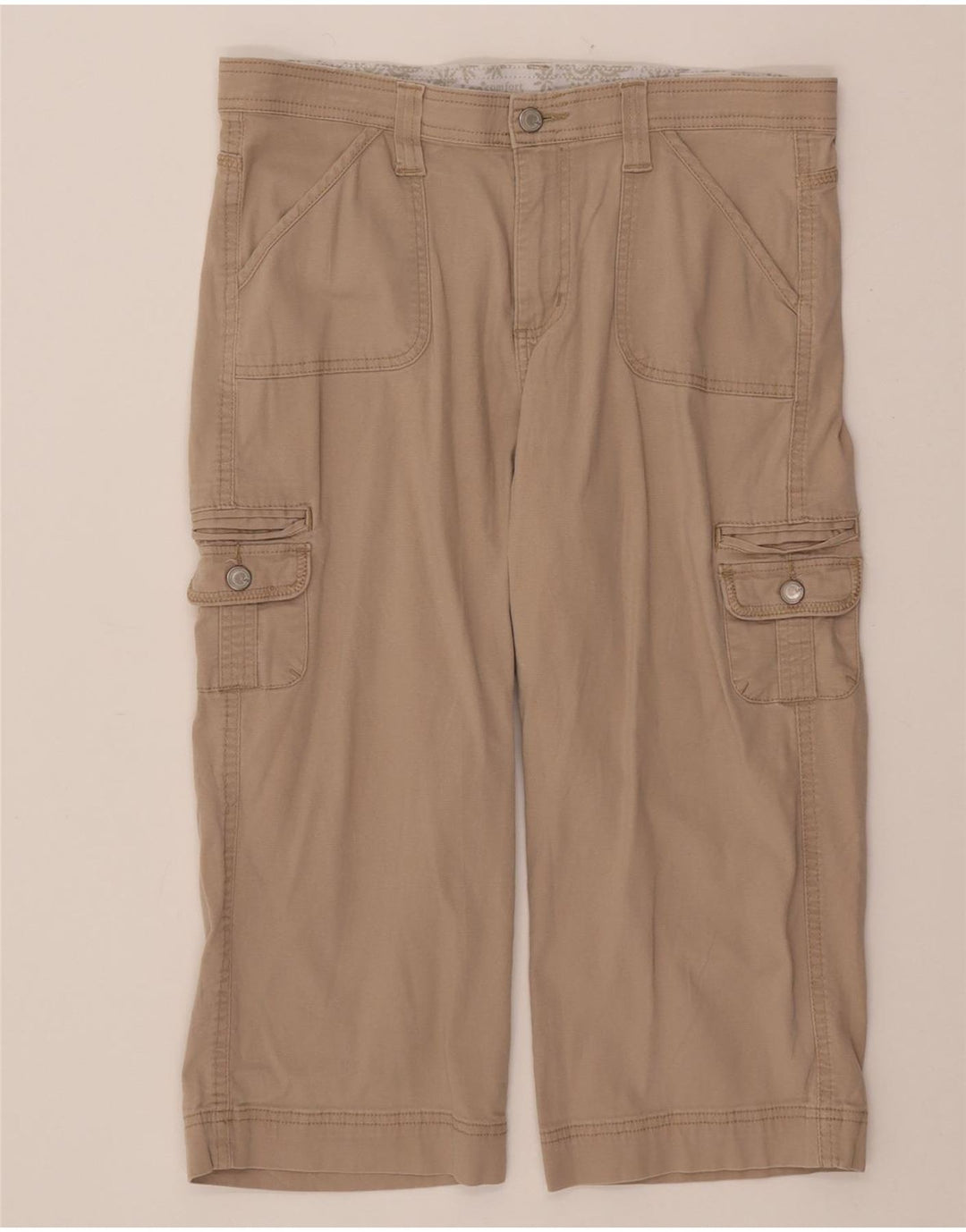 LEE Damen gerade Cargo-Capri-Hose, US 12, Größe L, W34, L20, Beige, Baumwolle