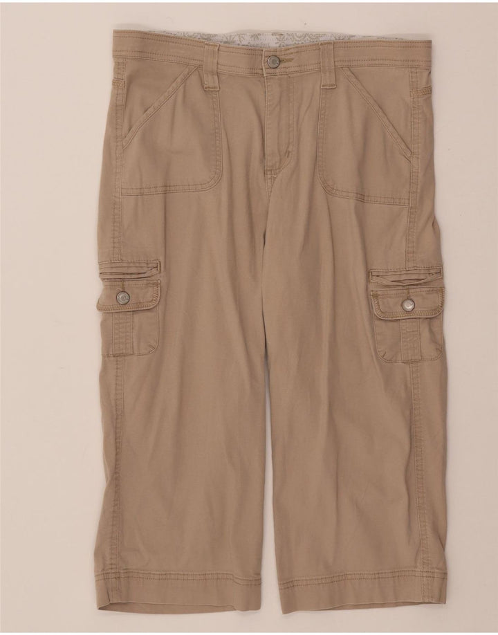 LEE Damen gerade Cargo-Capri-Hose, US 12, Größe L, W34, L20, Beige, Baumwolle