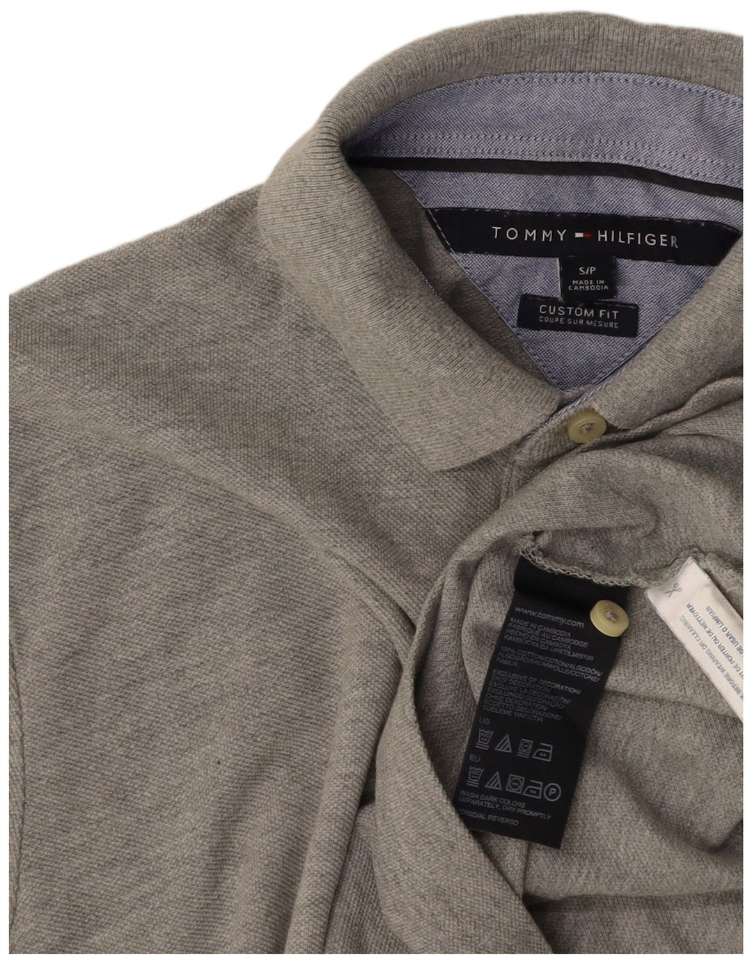 TOMMY HILFIGER Herren-Poloshirt mit individueller Passform, kleine graue Baumwolle