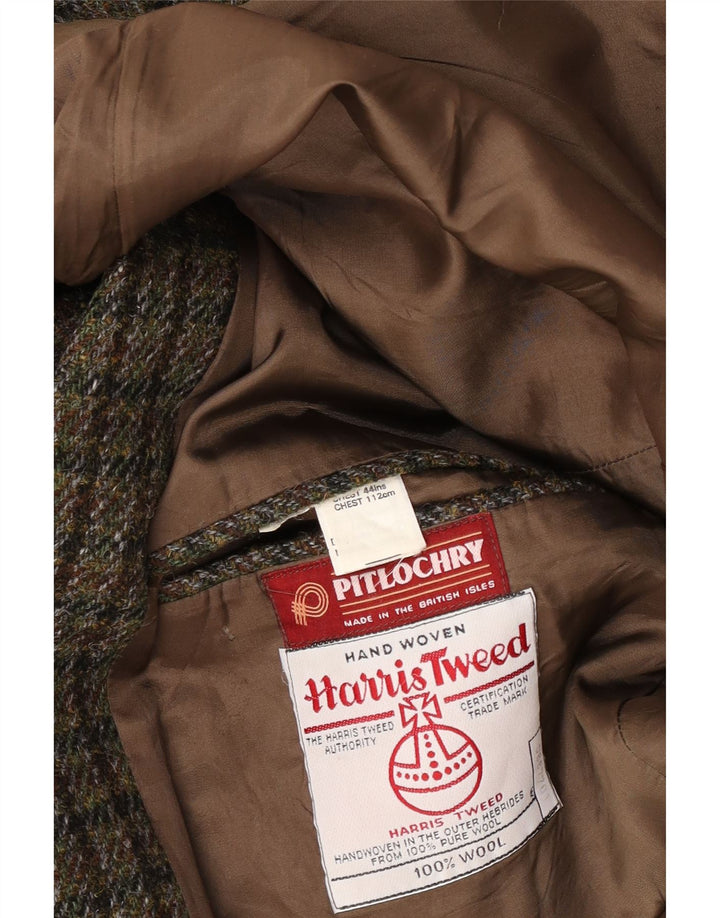 Harris Tweed Herren-Blazer mit 2 Knöpfen, UK 38, Mittelgrün mit Hahnentrittmuster