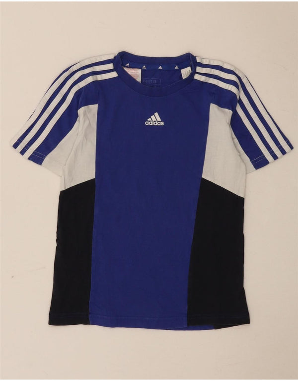 Adidas T-Shirt für Jungen, 7–8 Jahre, blaue Farbblock-Baumwolle
