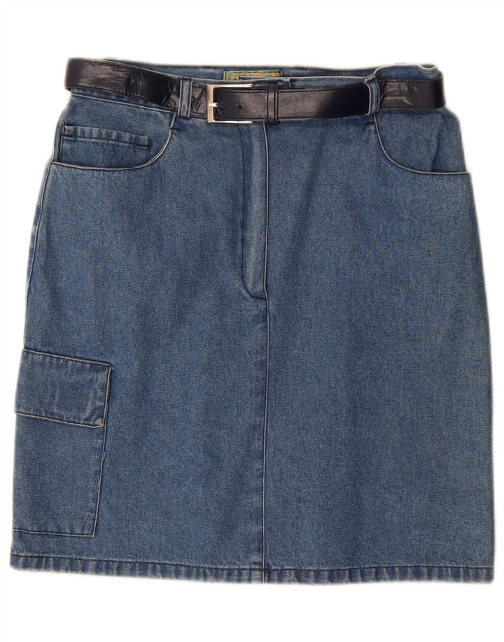 Vintage Damen Denim Cargo Rock IT 42 Medium W28 Blaue Baumwolle