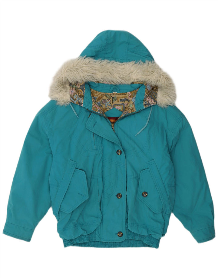 Canda Wattierte Jacke mit Kapuze für Mädchen, 14–15 Jahre, blaues Polyester