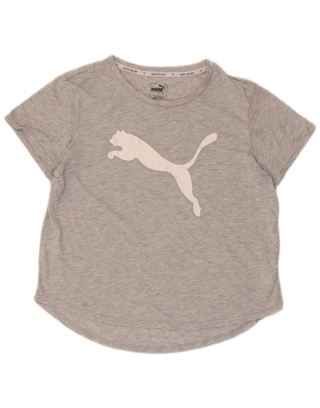 Puma Womens Graphic T-Shirt Top UK 14 Large Grau geflecktes Polyester