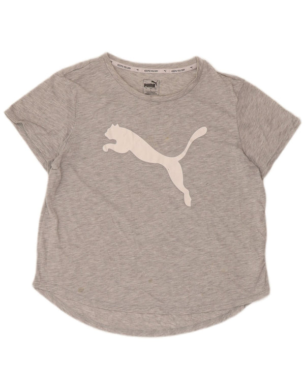 Puma Womens Graphic T-Shirt Top UK 14 Large Grau geflecktes Polyester