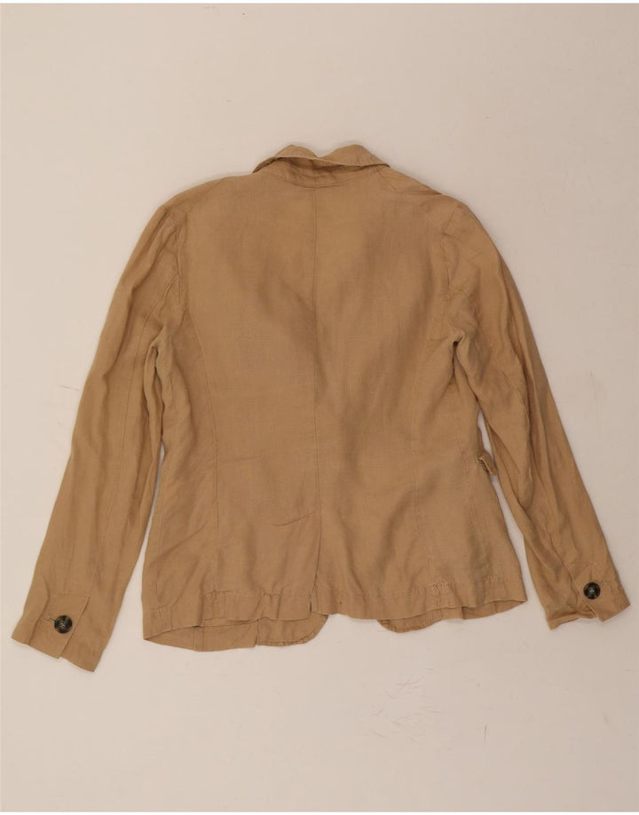 BENETTON Womens 1 Button Blazer Jacket UK 10 Small  Beige Linen Vintage Benetton and Second-Hand Benetton from Messina Hembry 
