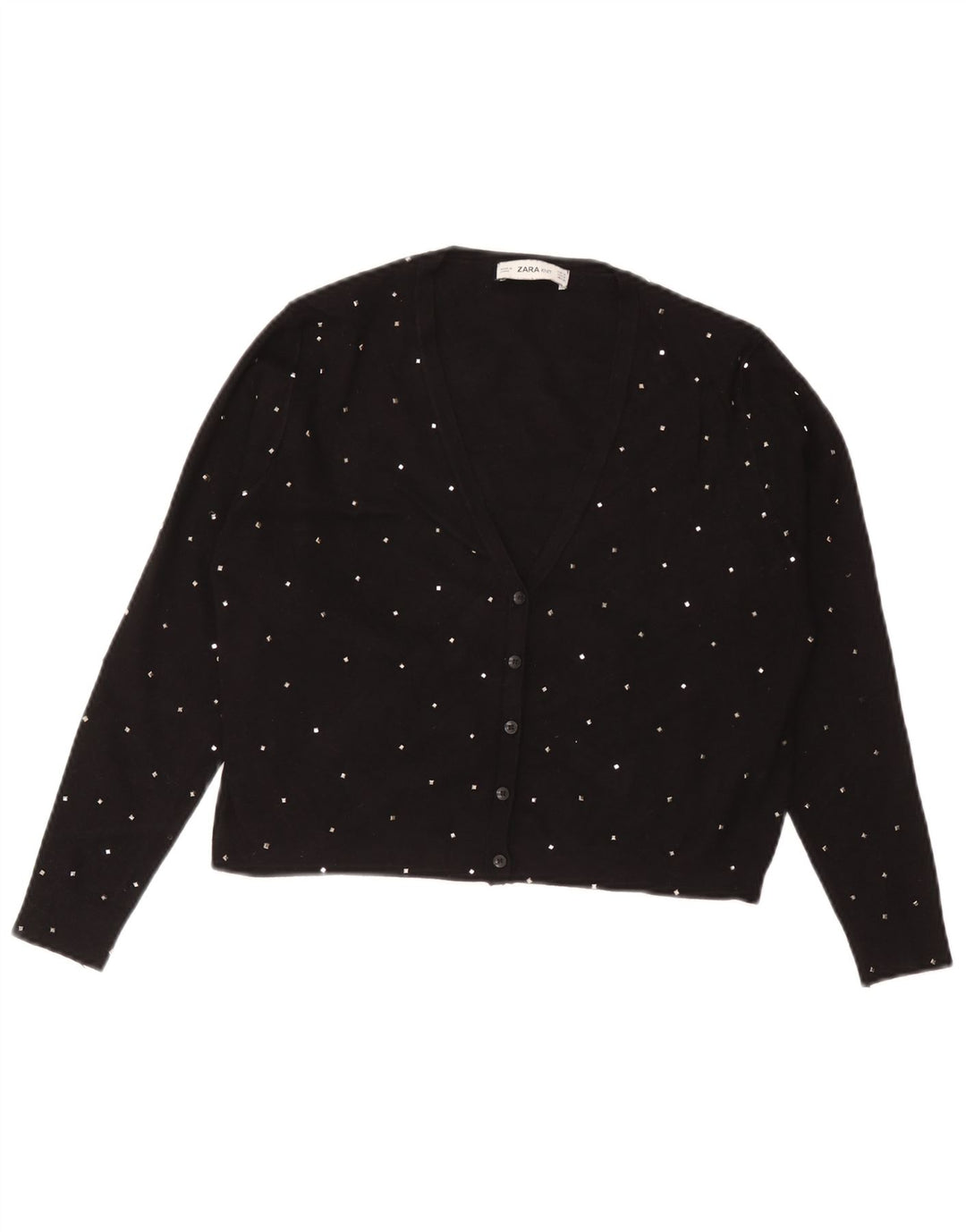 Zara Damen Bolero-Pullover UK 12 Mittelschwarz gefleckte Viskose