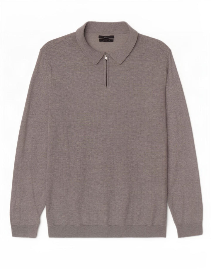 Marks & Spencer Herren-Pullover mit Rollkragen, 2XL, graue Baumwolle