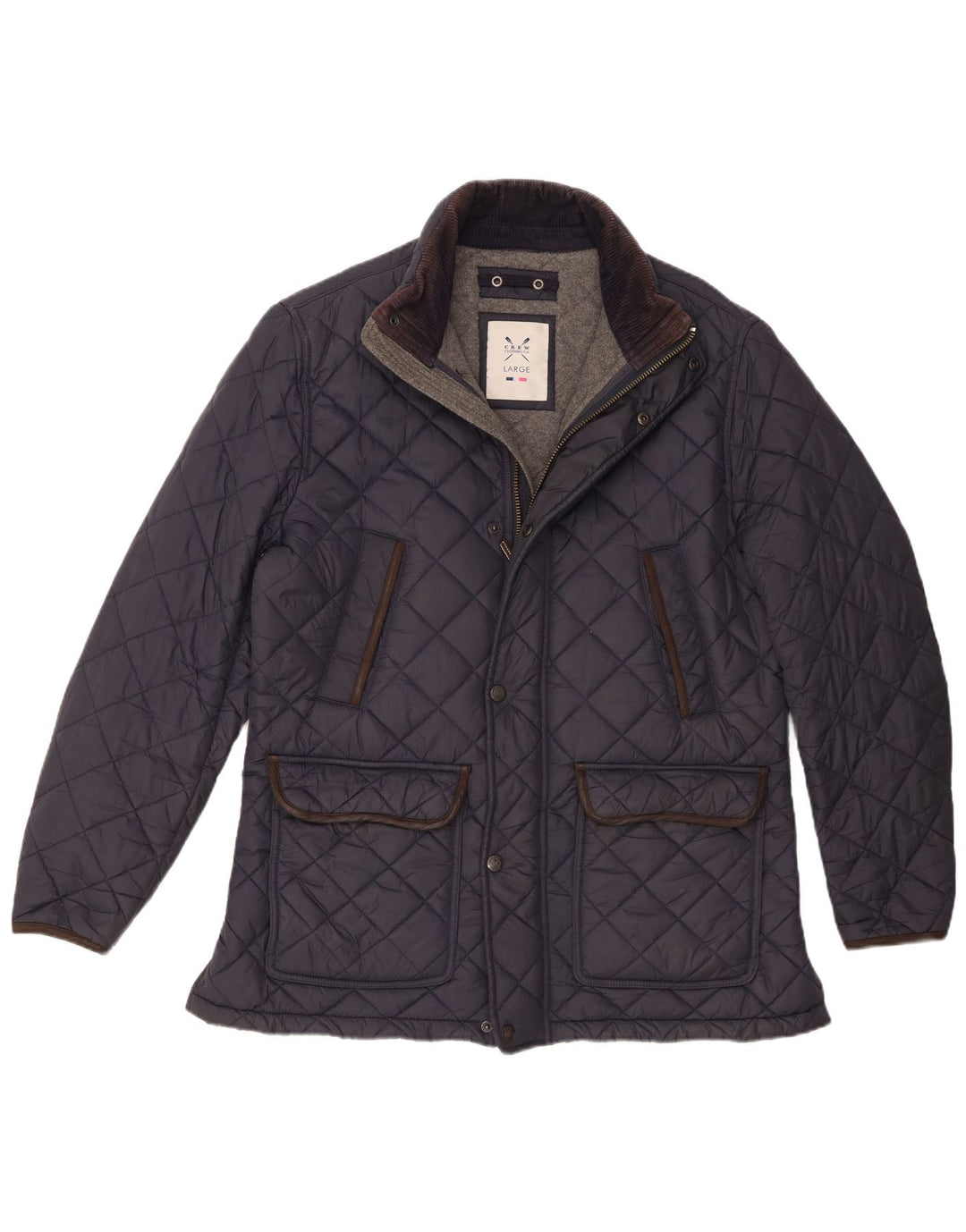 Crew Clothing Herren Steppjacke UK 40 Large Marineblaues Nylon