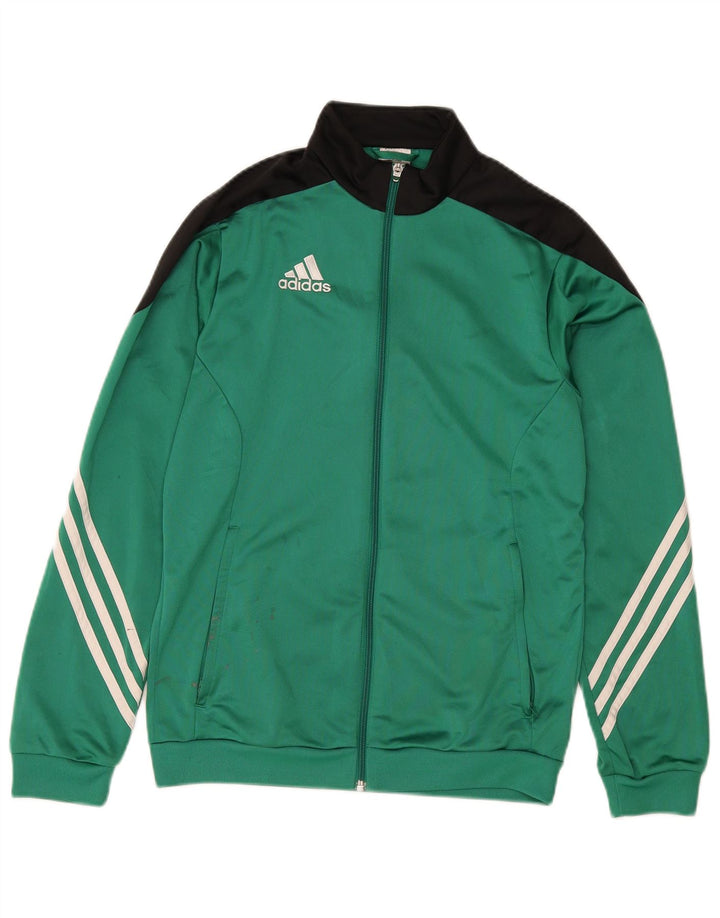 Adidas Herren-Trainingsanzug-Top-Jacke, klein, grünes Farbblock-Polyester