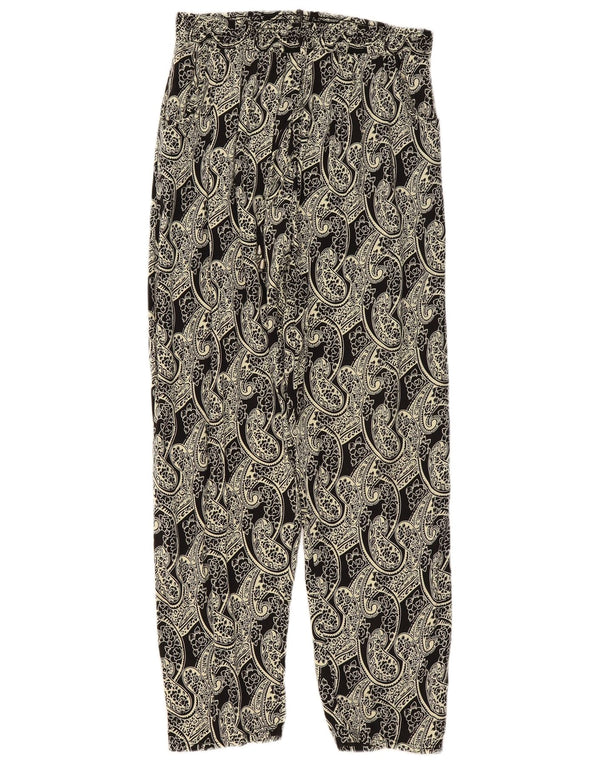 Vintage Damen High Waist Loose Fit Hose XL W36 L29 Beige Paisley