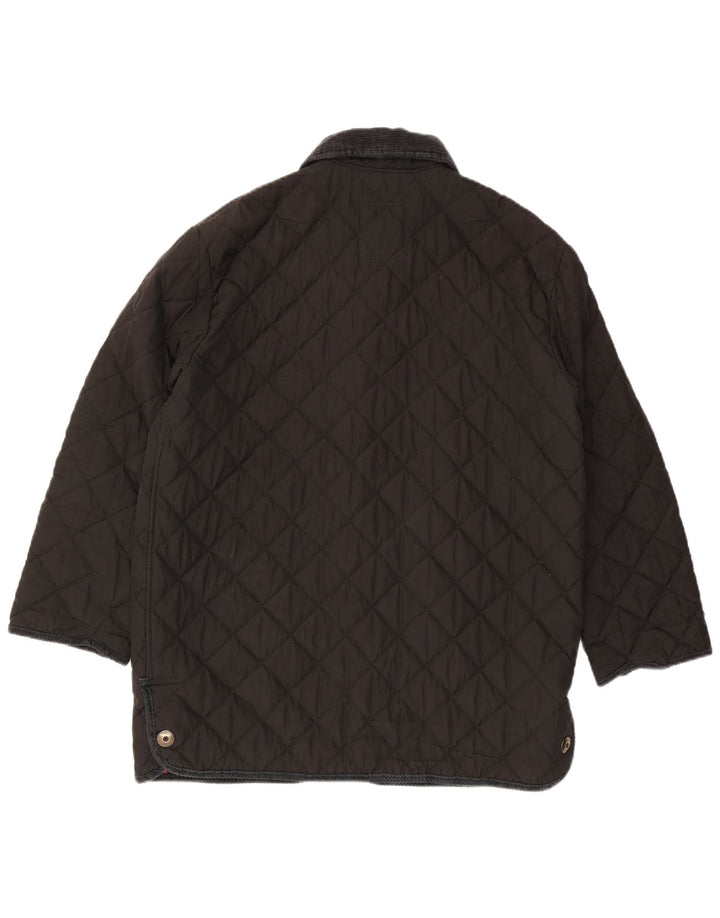 Vintage Damen Steppjacke IT 48 XL Schwarz Baumwolle