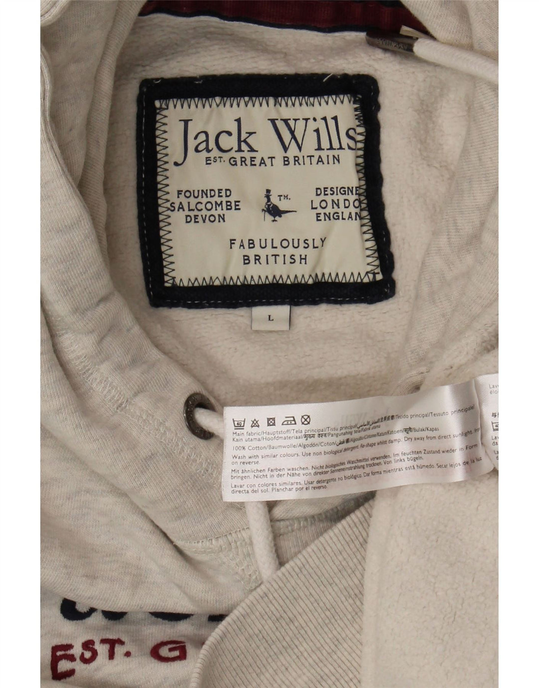 Jack Wills Herren-Kapuzenpullover mit Grafik, groß, grau gesprenkelte Baumwolle