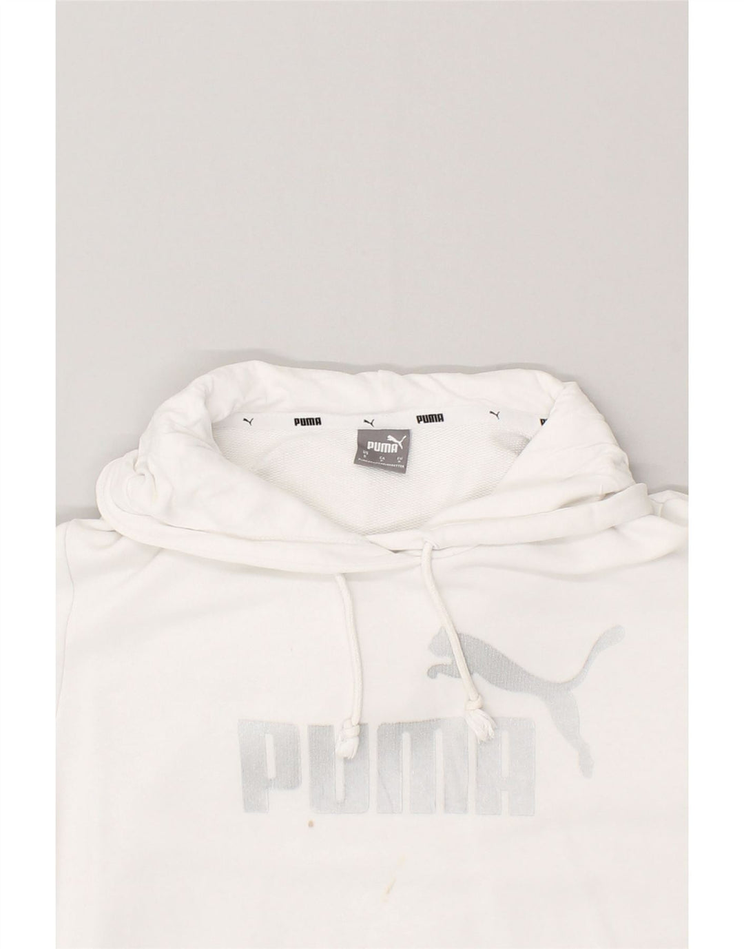 PUMA Mens Graphic Hoodie Jumper Small White Cotton | Vintage Puma | Thrift | Second-Hand Puma | Used Clothing | Messina Hembry 