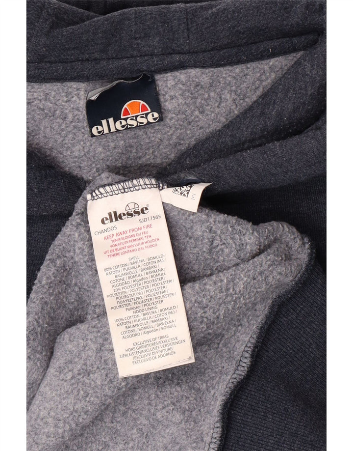ELLESSE Damen Grafik-Hoodie-Pullover UK 16 Large Marineblau Baumwolle