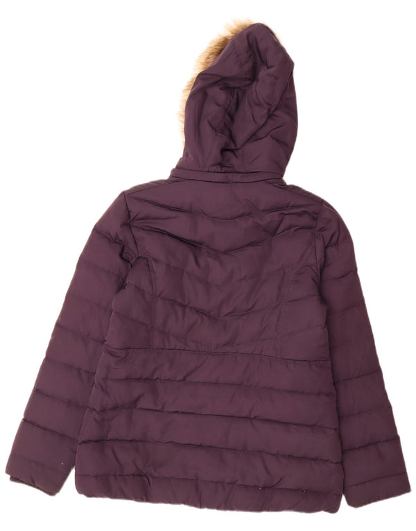 Crew Clothing Womens Hooded Padded Jacket UK 10 Small Purple Polyester