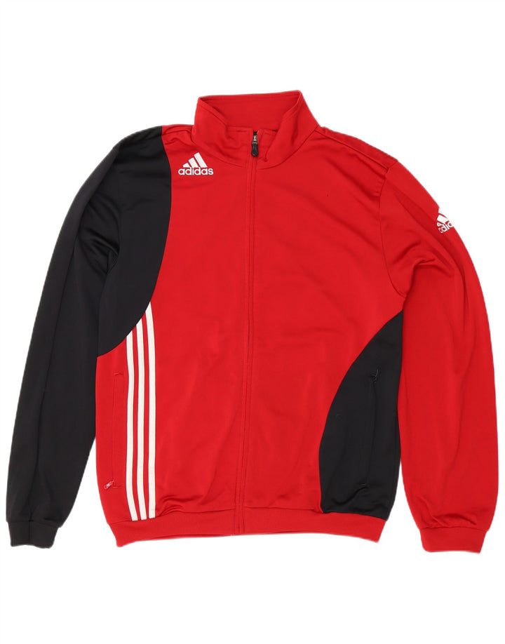 Adidas Herren-Trainingsanzug-Top-Jacke, UK 40/42, mittelrotes Farbblock-Polyester