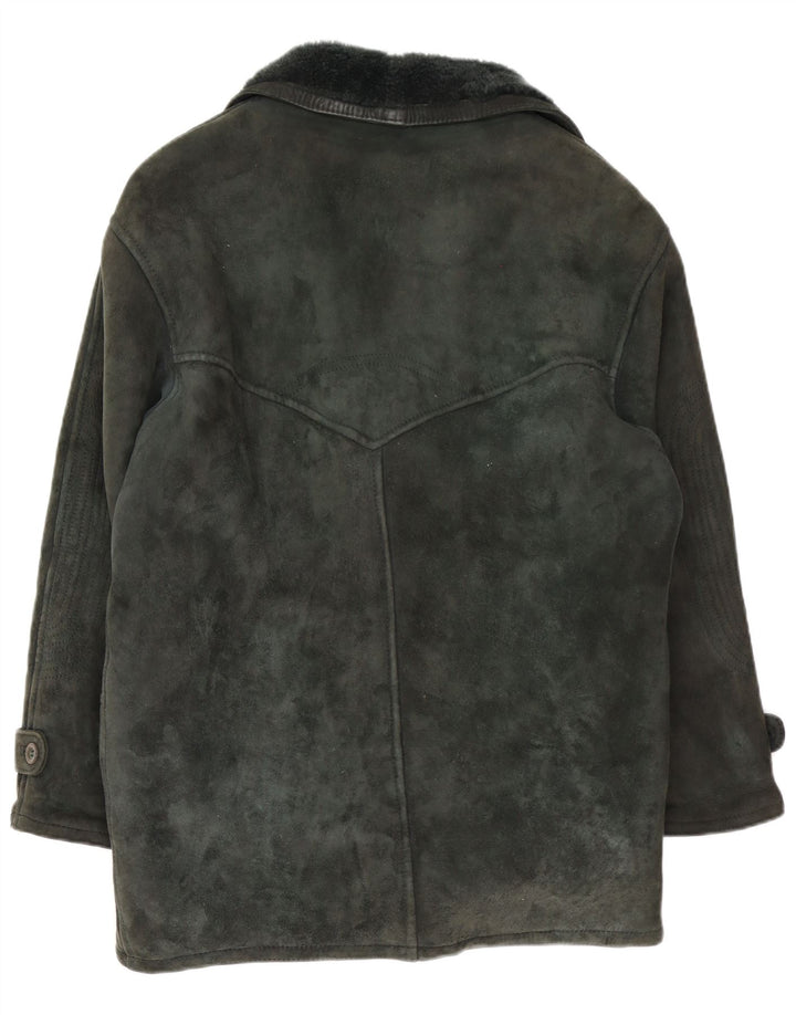 Vintage Herren Shearling Jacke IT 48 Mittelgrün