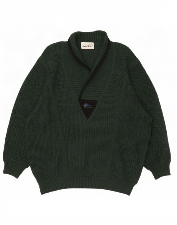 Carlo Colucci Herren-Pullover mit lockerer Passform und Schalkragen, IT 52, Größe L, Grün