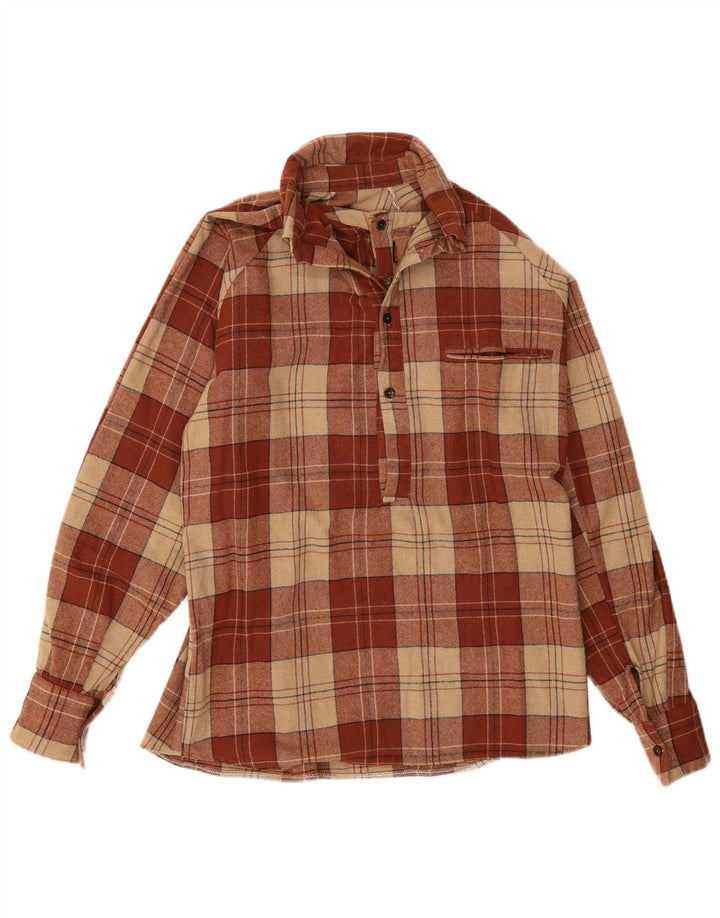 Vintage Herren Pullover Flanellhemd Mittelbraun kariert