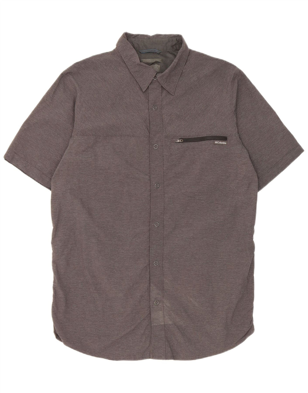 Columbia Herren-Kurzarmhemd aus mittelgrauem Nylon