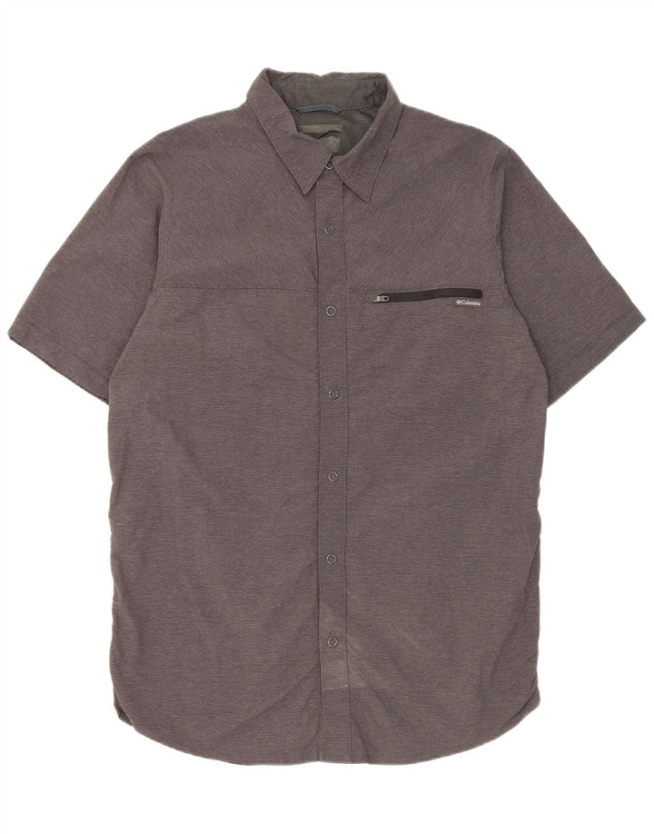 Columbia Herren-Kurzarmhemd aus mittelgrauem Nylon