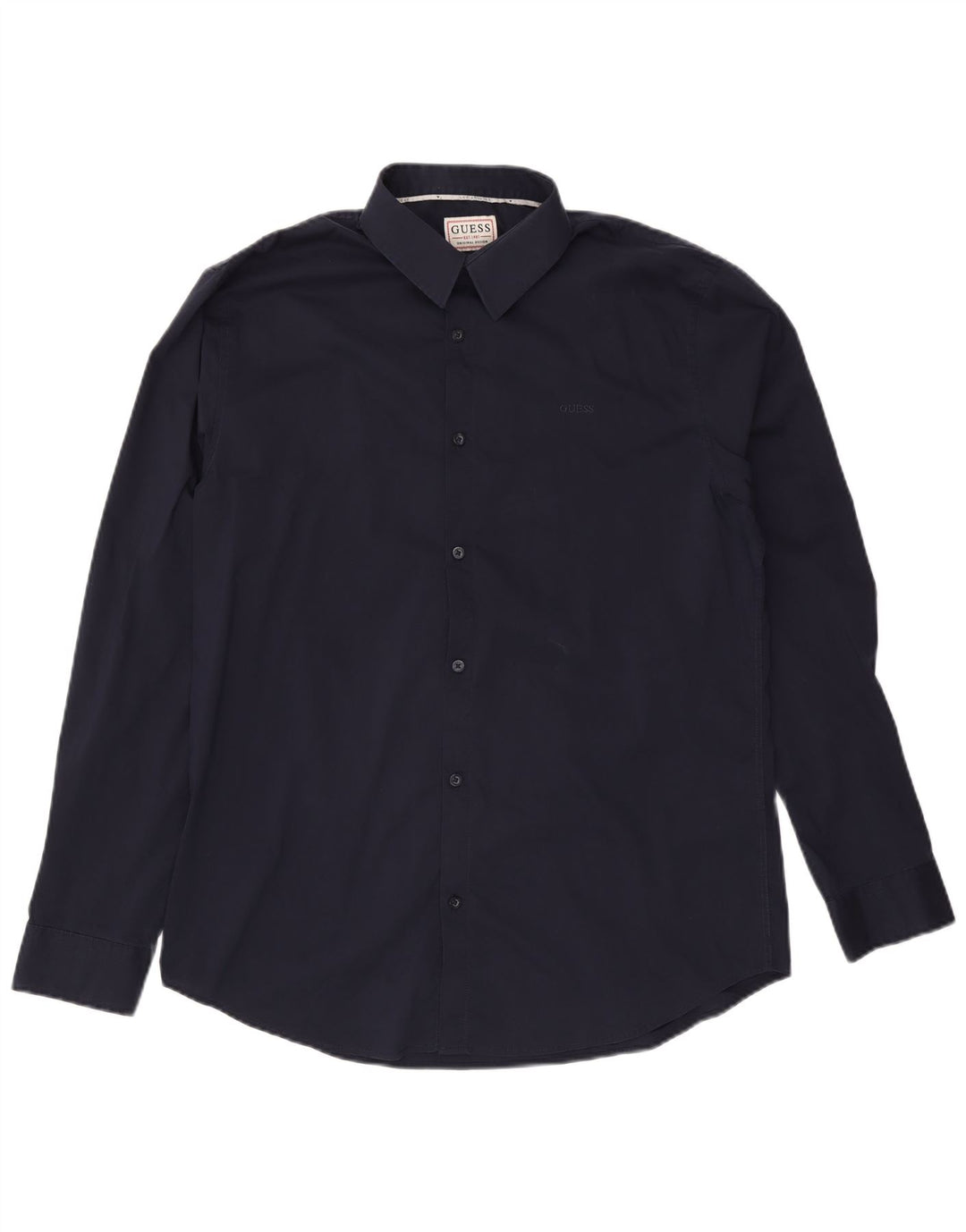 Guess Herren-Slim-Fit-Hemd XL aus marineblauer Baumwolle