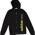 ADIDAS Mens Graphic Zip Hoodie Sweater XS Black Cotton | Vintage Adidas | Thrift | Second-Hand Adidas | Used Clothing | Messina Hembry 