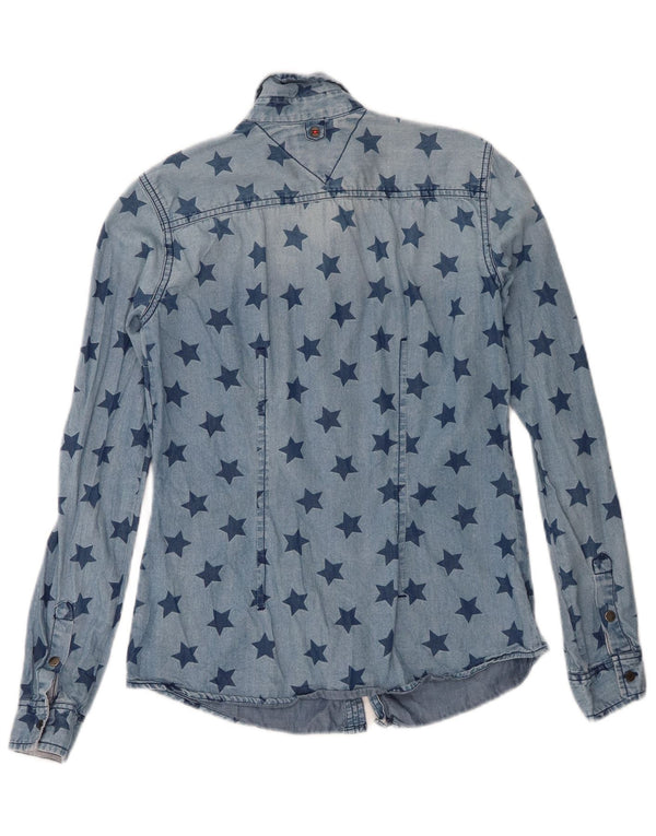 Tommy Hilfiger Damen-Jeanshemd mit abstraktem Muster, UK 6, XS, Blau