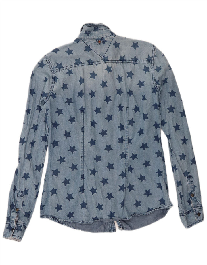 Tommy Hilfiger Damen-Jeanshemd mit abstraktem Muster, UK 6, XS, Blau