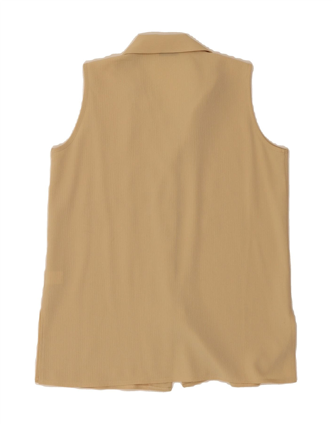 VINTAGE Womens Sleeveless Shirt Blouse UK 14 Medium Beige Floral Polyester Vintage Vintage and Second-Hand Vintage from Messina Hembry 