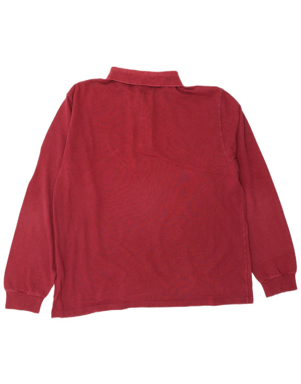 Lacoste Herren-Langarm-Poloshirt, Größe 6 XL, burgunderrote Baumwolle