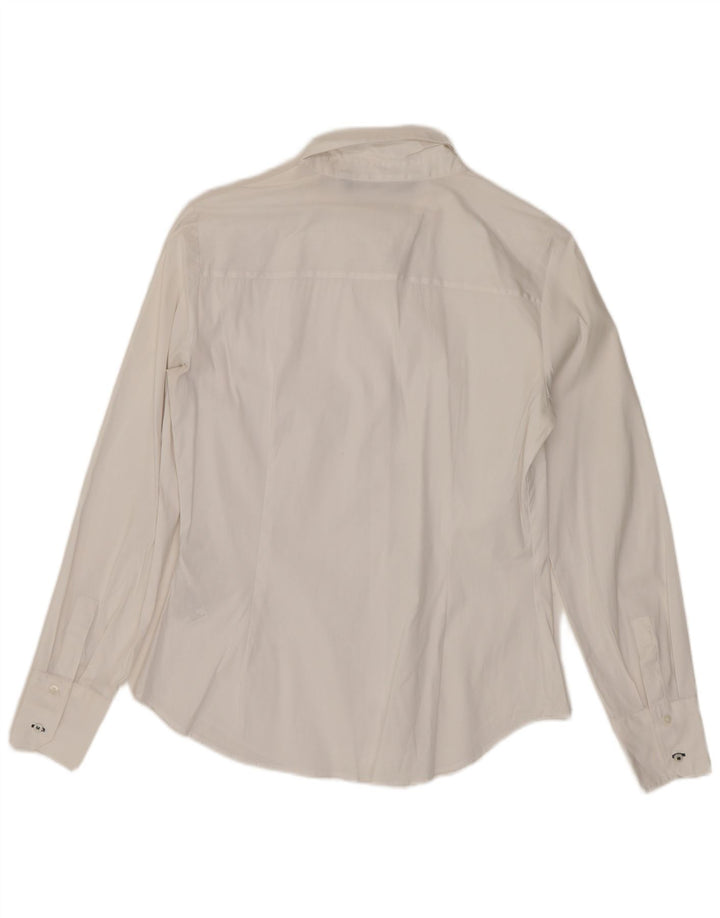 Zara Damen-Hemd UK 14 Large Weiße Baumwolle