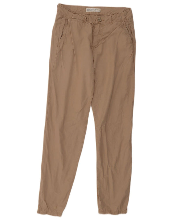 Zara Damen Slim Chino Hose EU 34 2XS W24 L28 Beige Tencel