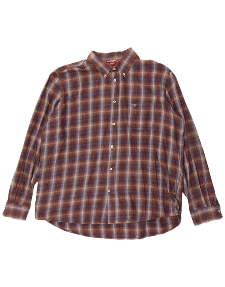 Carrera Herren-Flanellhemd mit normaler Passform, 3XL, braun kariert, Baumwolle