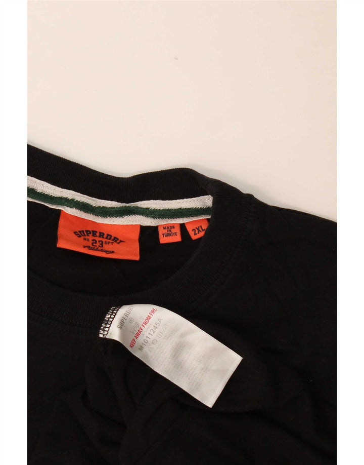 Superdry Damen T-Shirt Top 2XL Schwarz Baumwolle