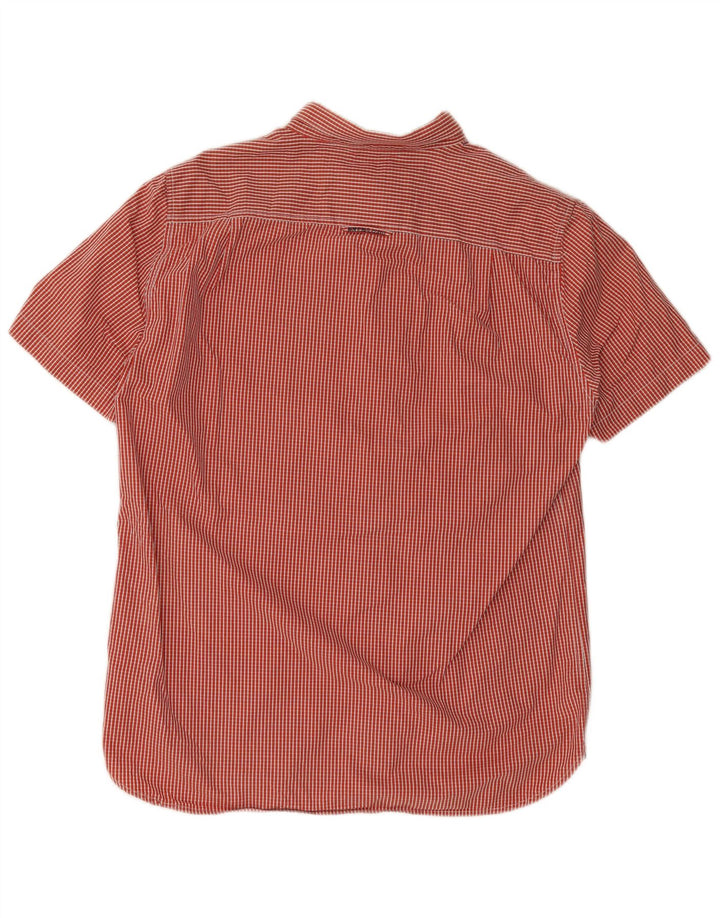 SUPERDRY Herren-Kurzarmhemd 2XL aus roter Gingham-Baumwolle