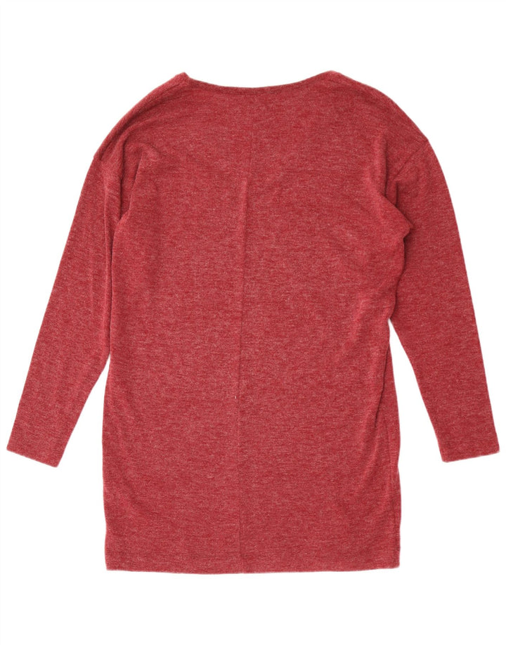 Zara Damen Top Langarm UK 14 Medium Maroon Meliert Polyester